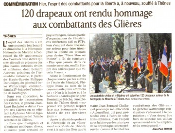 presse,dauphine libere,balme-de-thuy,necropole,morette,resistant,plateau des glieres,guerre,monument,commemoration