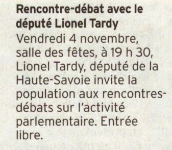 rencontre debat,actualite parlementaire,lionel tardy,reunion publique,thones