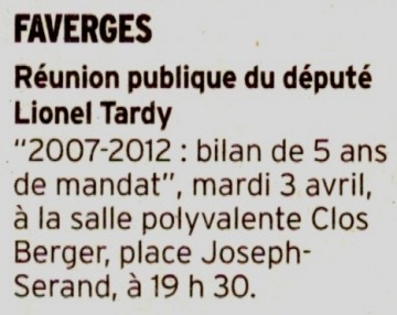 reunion publique,lionel tardy,faverges,presse,dauphine