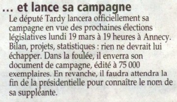 presse,essor,annecy,tardy,campagne,election,legislatives 2012,candidature,conference de presse