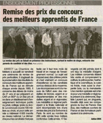 annecy,cci,medailles,diplomes,apprentis de france,haute-savoie