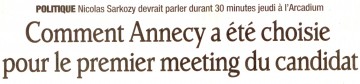 presse,dauphine,annecy,visite,president de la republique,election,meeting,sarkozy,ump,elysee