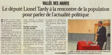 reunion publique,presse,dauphine,essor,actualite,parlement,thones,sarkozy,lionel tardy