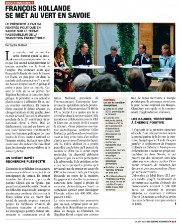 presse,dauphine,parc,naturel,massif des bauges,president,republique,ministre,ecologie,signature,contrat territorial,energie positive,croissance verte