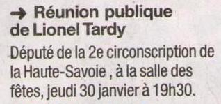 presse,dauphine,thones,rencontre debat,lionel tardy,ump 74,militants,public,2ème circonscription