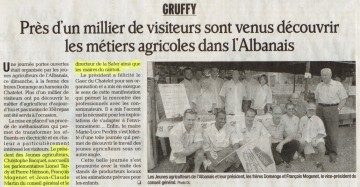 presse,essor,hebdo des savoie,gruffy,fdsea,jeunes agriculteurs,ferme,visite,agriculture,methanisation,terroir,aoc,gaec,ademe,plan de relance