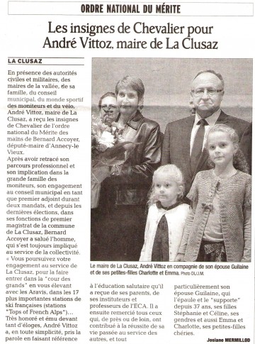 presse,dauphine,la clusaz,ceremonie,ordre national du merite