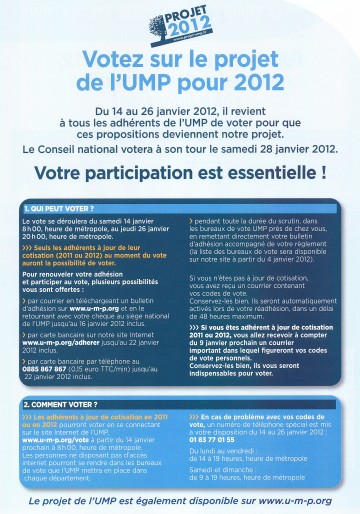 projet,ump,presidentielle 2012,cope