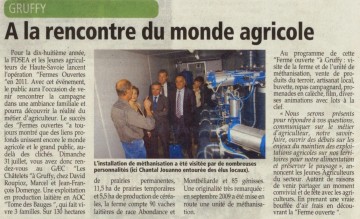 presse,essor,gruffy,fdsea,jeunes agriculteurs,fermes ouvertes,visite,agriculture,methanisation,produit terroir,aoc,gaec