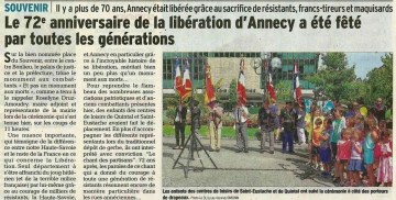 annecy,ceremonie,commemoration,72eme anniversaire,liberation d'annecy,haute-savoie