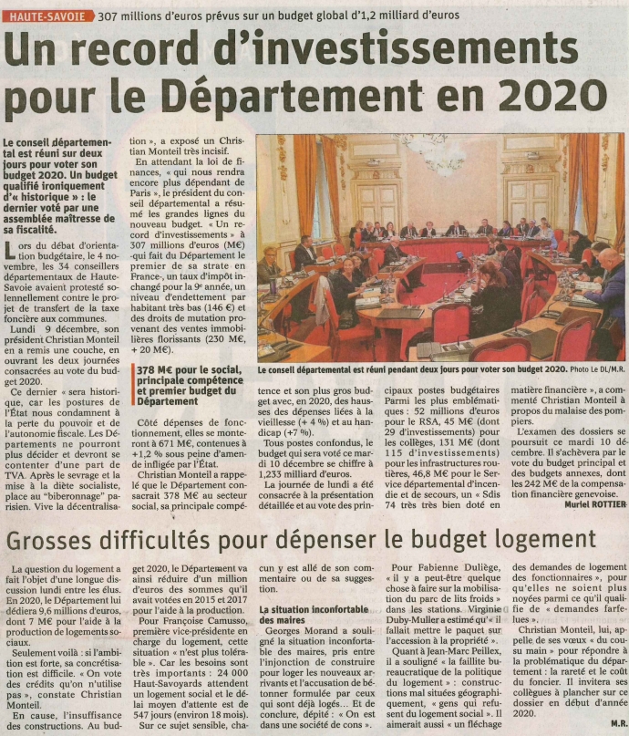 annecy,conseil departemental,budget,monteil,haute-savoie,presse,dauphine libere