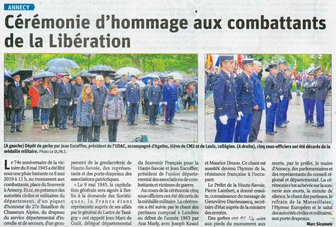 annecy,ceremonie,8 mai 1945,armistice,monument,27eme bcaguerre,resistant,tardy,dauphine libere