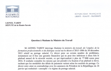 qe,question écrite,travail,salariés,pme,portage,,décret,assouplissement