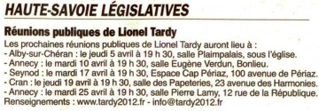 presse,dauphine,reunion publique,lionel tardy,legislatives 2012,campagne,elections législatives