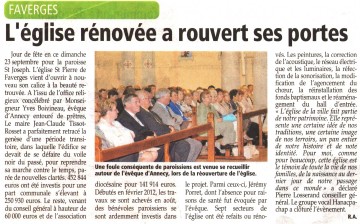 faverges,eglise,inauguration,paraoisse