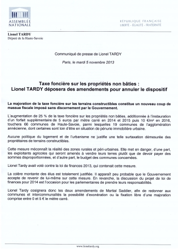 communique de presse,taxe fonciere,propriete,taxe,amendement,rural,gouvernement,commune