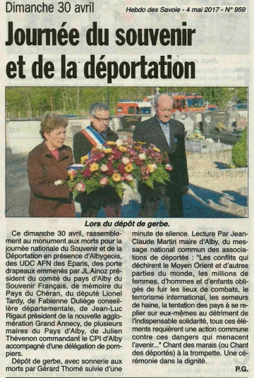 alby-sur-cheran,ceremonie,commemoration,journee nationale,souvenir,victimes,heros,deportation,haute-savoie