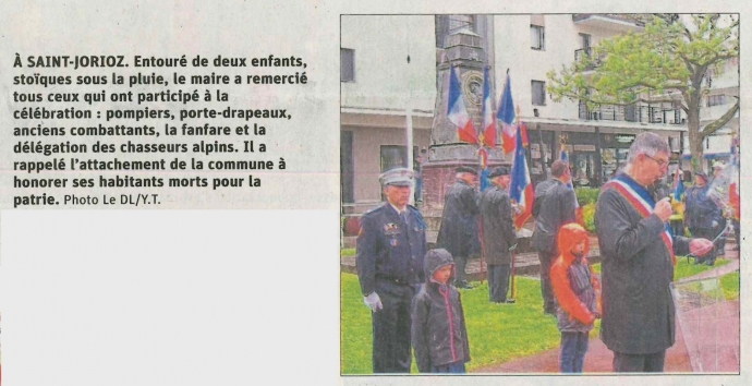 saint-jorioz,ceremonie,guerre,8 mai 1945,armisctice,resistant,tardy,dauphine libere