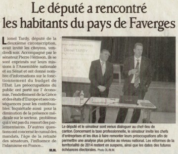 reunion,reunion publique,faverges,circonsription,depute,lionel tardy,presse,dauphine