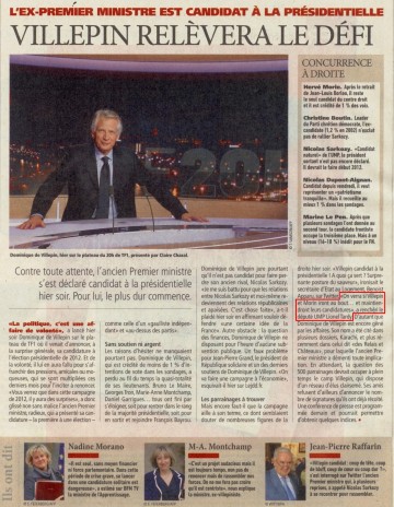 presse,villepin,politique,presidentielle,direct matin,paris,candidature,2012