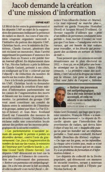 presse,figaro,jacob,ump,securite routiere,