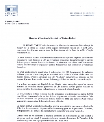 qe,question écrite,budget,cir,crédit,impôt,recherche,calcul,fiscal,instruction