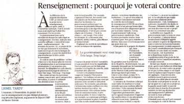 paris,presse,le figaro,pl renseignement,lionel tardy,vote