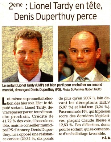 presse,dauphine,haute-savoie,lionel tardy,2ème circonscription,resultat