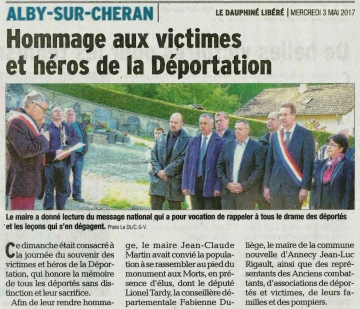 alby-sur-cheran,ceremonie,commemoration,journee nationale,souvenir,victimes,heros,deportation,haute-savoie