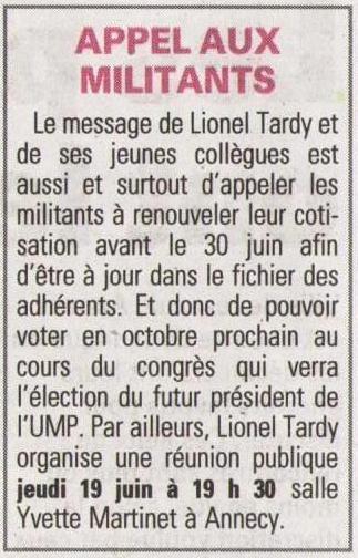 presse,dauphine,annecy,rencontre debat,lionel tardy,ump 74,militants,public,2ème circonscription