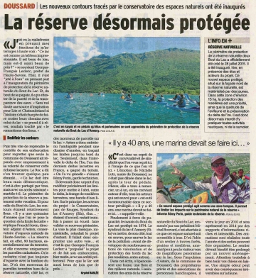 doussard,inauguration,perimetre,protection,reserve naturelle,bout du lac