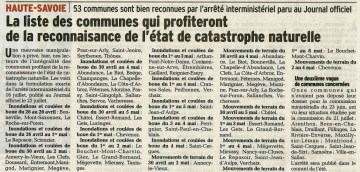 presse,dauphine,intempéries,inondations,mai,faverges,thônes,coulées,terrains,catastrophe naturelle,arrêté