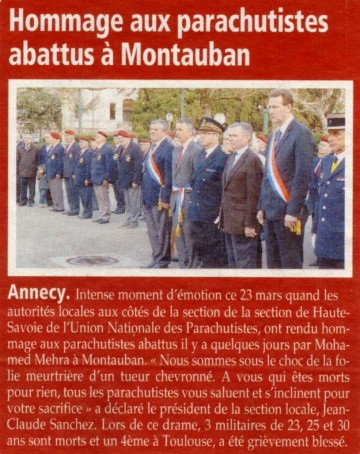 presse,dauphine libere,monument,gerbe,parachutiste,annecy,toulouse