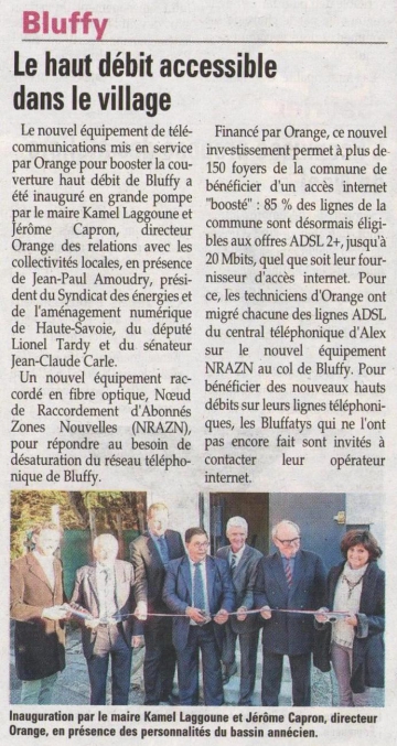 bluffy,france telecom,orange,internet,haut debit,inauguration,nra