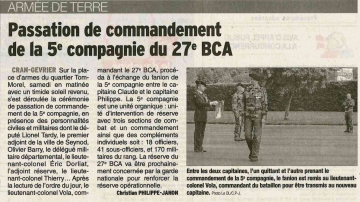 cran-gevrier,passation de commandement,27eme bca,haute-savoie