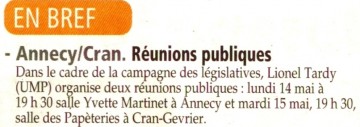 reunion publique,lionel tardy,legislatives 2012