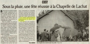 presse,dauphine,cusy,chapelle de lachat,association,fete,subvention,patrimoine,renovation,lionel tardy