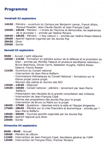 marseille,ump,campus 2011,programme