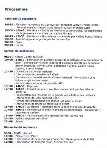 marseille,ump,campus 2011,programme