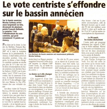 presse,essor,elections presidentielles 2012,resultats,haute-savoie,ump,ump74