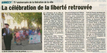 presse,dauphine,annecy,71eme anniversaire,liberation