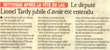 annecy,fete du lac,pollution,aluminium,nettoyage,feu d'artifice,paquier