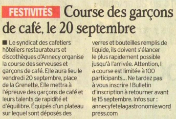 annecy,course,garçon de café,serveur,serveuse,spectacle,prix,haute-savoie