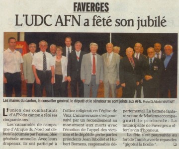 presse,dauphine,faverges,anniversaire,50 ans,udc afn,ancien combattant,ag