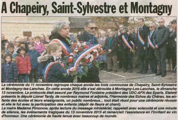 montagny-les-lanches,ceremonie,11 novembre,hauite-savoie