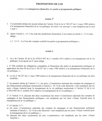loi,parti,ump,finance,bygmalion,transparence