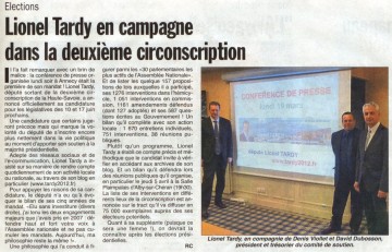 presse,essor,dauphine,annecy,tardy,campagne,election,legislatives 2012,candidature,conference de presse