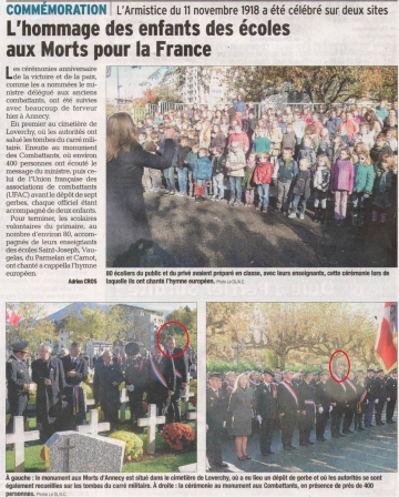 annecy,saint-jorioz,ceremonie,11 novembre,armistice,guerre