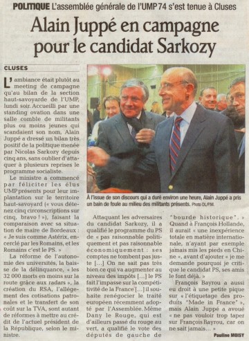 presse,dauphine,cluses,ump74,ag,visite,alain juppe