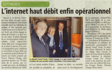 presse,dauphine,seythenex,adsl,haut debit,orange,internet,france telecom